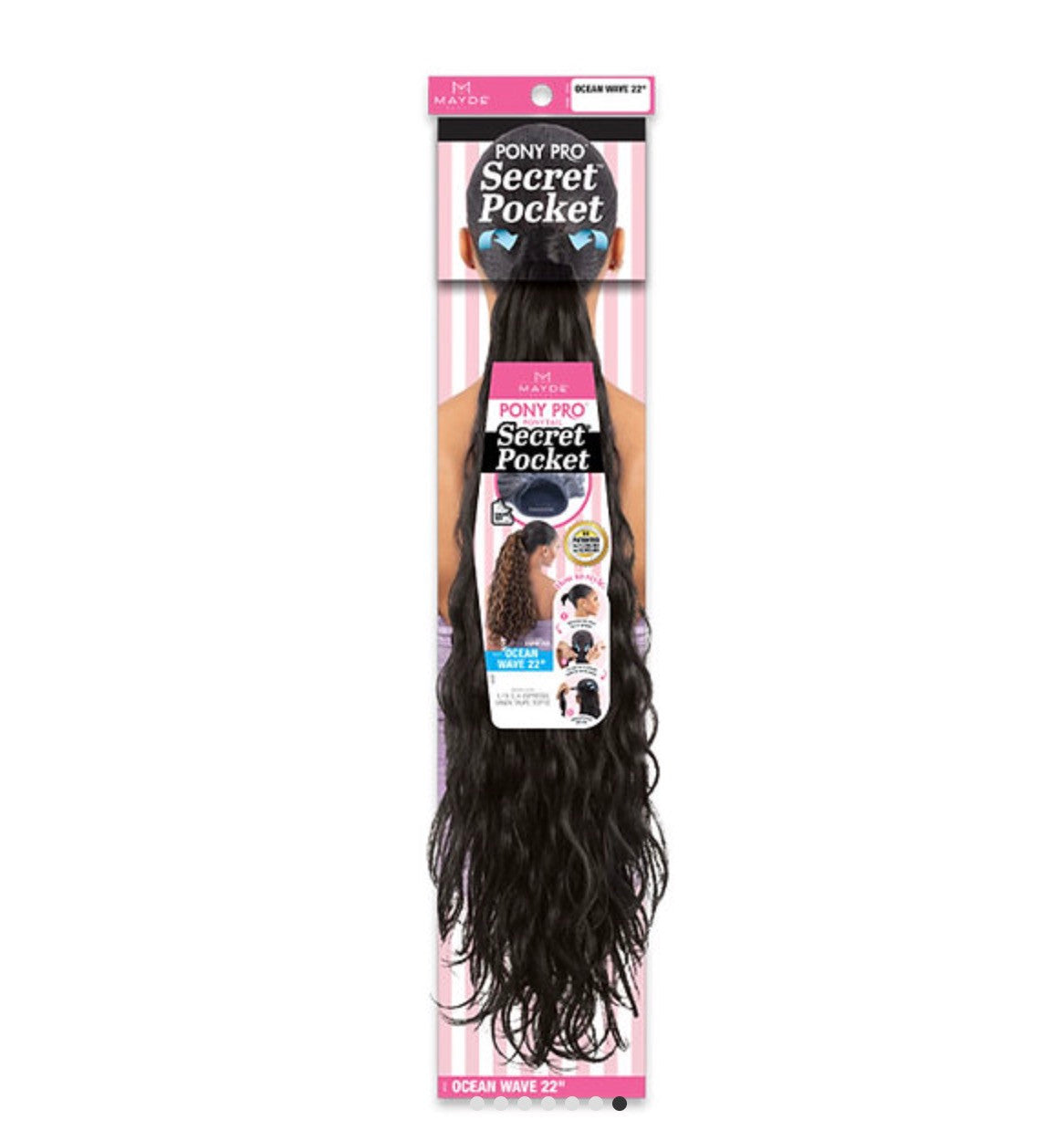 Mayde Beauty Synthetic Secret Pocket Pony pro - OCEAN WAVE 22" - product image 3