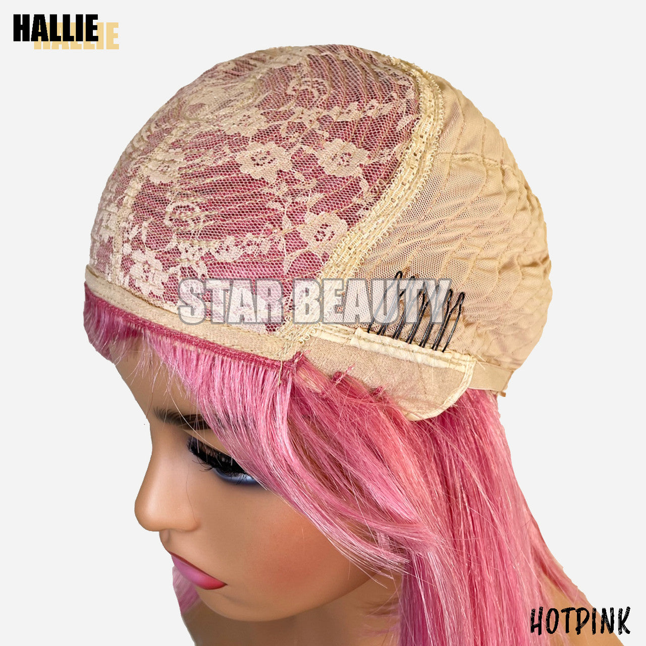 Bellatique 100% Human Hair Full Wig - HALLIE (ROSE PINK) - product image 4