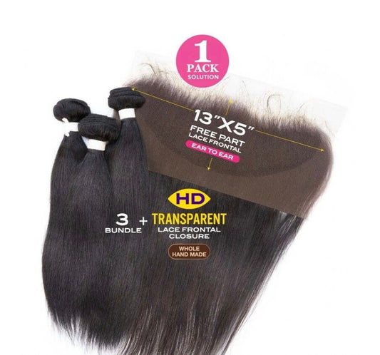 Janet Collection Melt 100% Natural Virgin Human Hair - Straight 3pcs + 13x5 HD Free Part Frontal - product image 2
