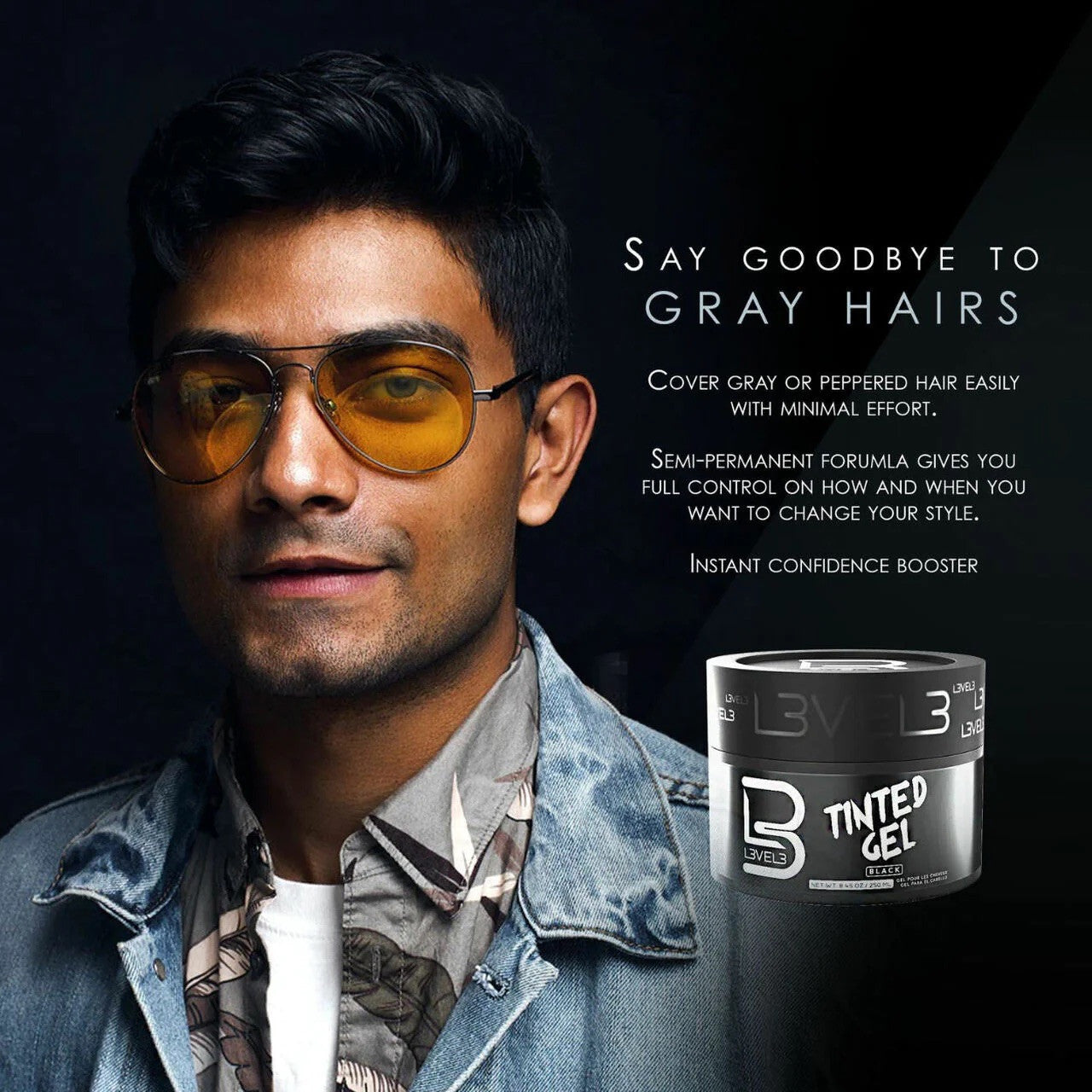 LEVEL 3 Tinted Hair Gel (Black)