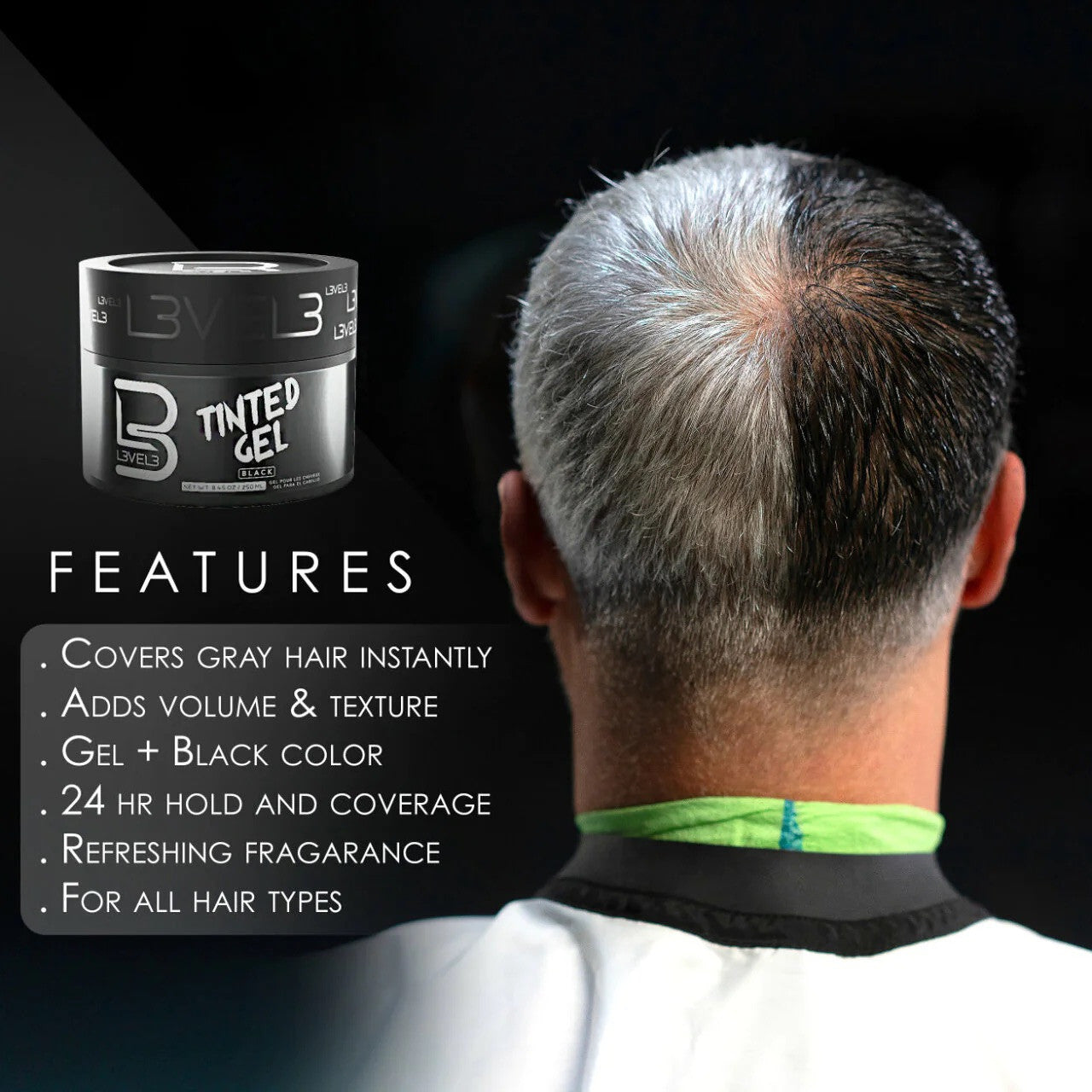 LEVEL 3 Tinted Hair Gel (Black)