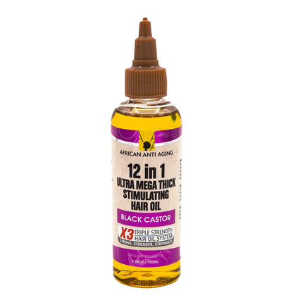 African Anti Aging 12 in 1 Ultra Mega Thick Stimulating Hair Oil (3.38 oz)
