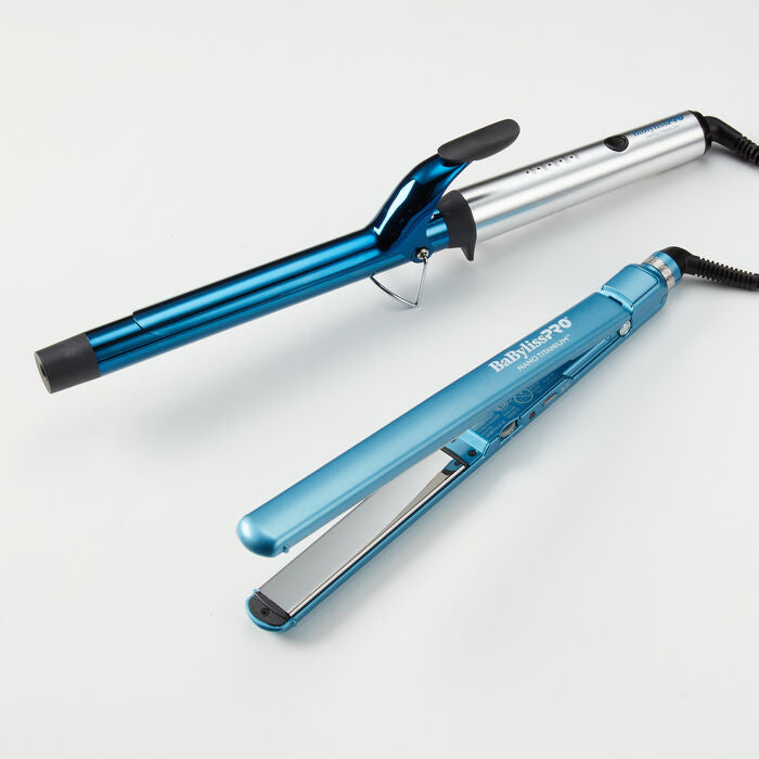BabylissPRO Nano Titanium 1" Extended-Barrel Curling Iron & 1" Ultra-Thin Flat Iron Combo