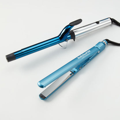 BabylissPRO Nano Titanium 1" Extended-Barrel Curling Iron & 1" Ultra-Thin Flat Iron Combo