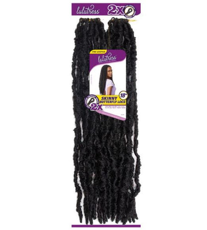 SENSATIONNEL Synthetic Lulutress Pre Looped Crochet Braid 2X Skinny Butterfly Locs 18"