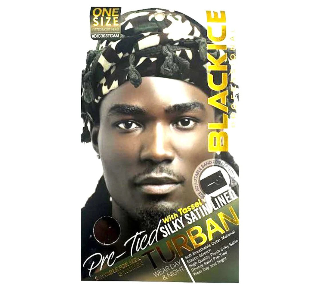 Black Ice Professional Pre-Tied Turban Tassel