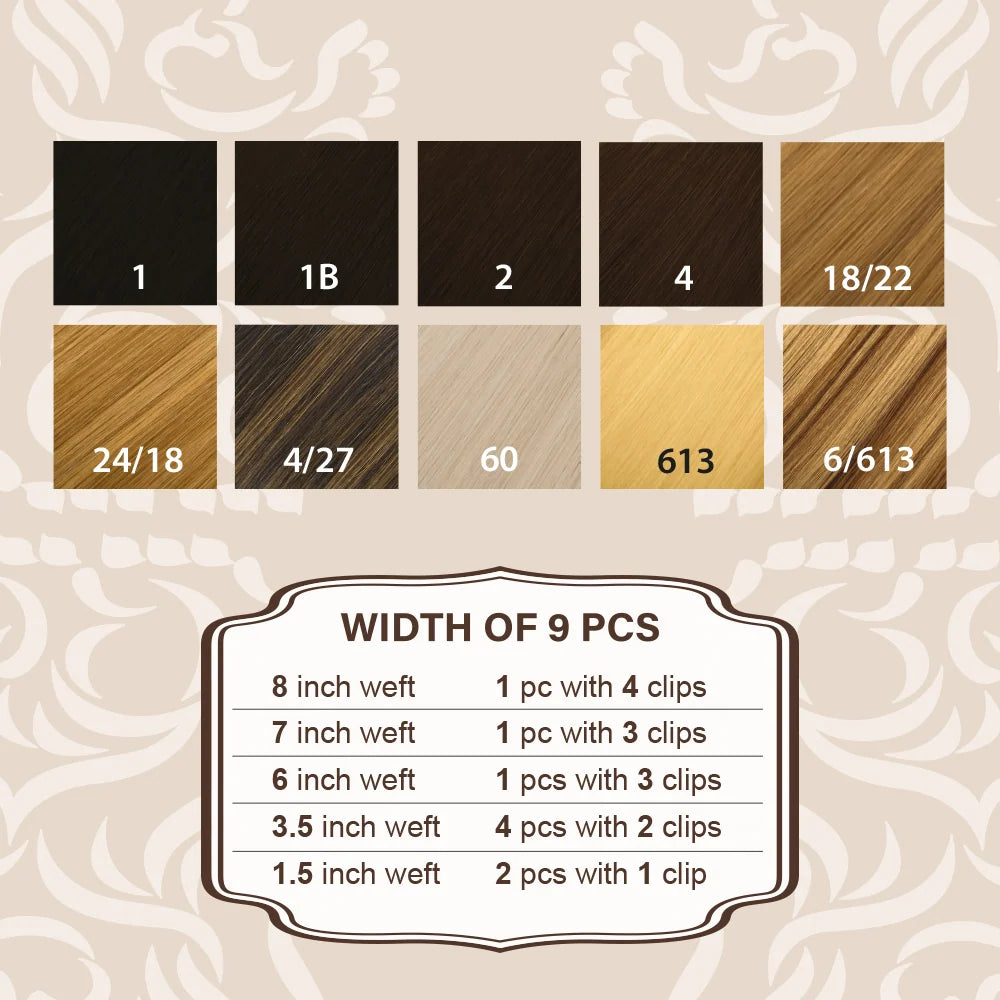 Hair Couture 100% Human Hair Extensions - CAPELLIA 9PCS CLIP-IN
