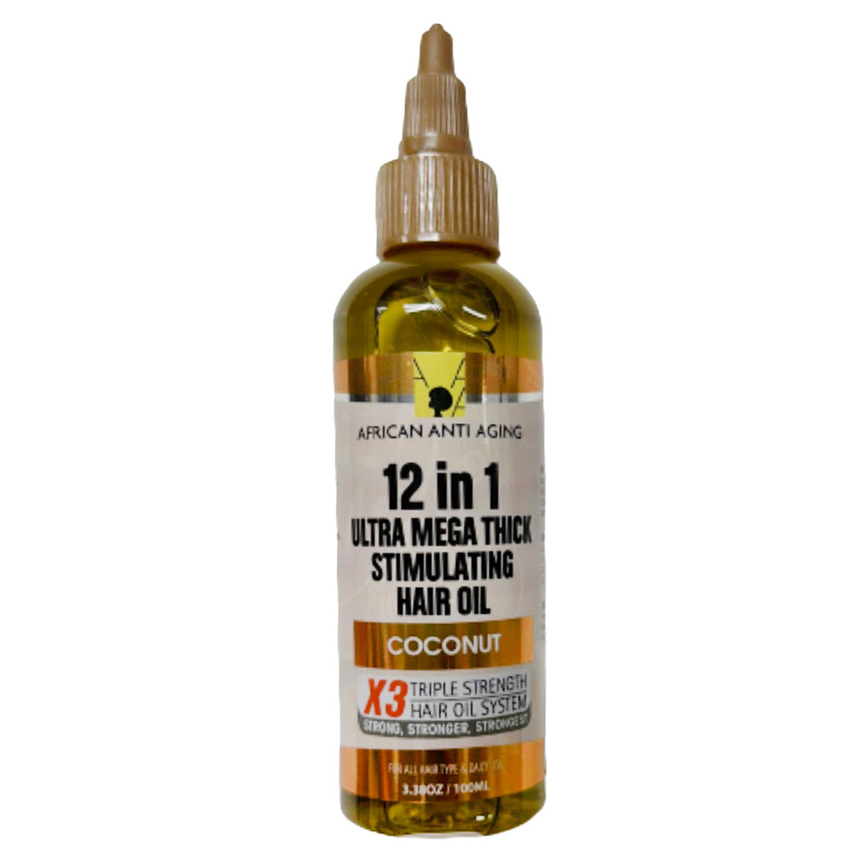 African Anti Aging 12 in 1 Ultra Mega Thick Stimulating Hair Oil (3.38 oz)