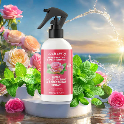 LOCSANITY Rosewater & Peppermint Daily Moisturizing Refreshing Spray (8 oz)