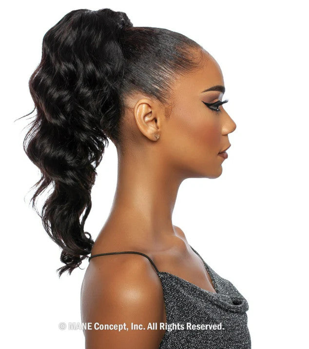 MANE CONCEPT Pristine 100% Human Hair - LOOSE DEEP DRAWSTRING PONYTAIL 16"