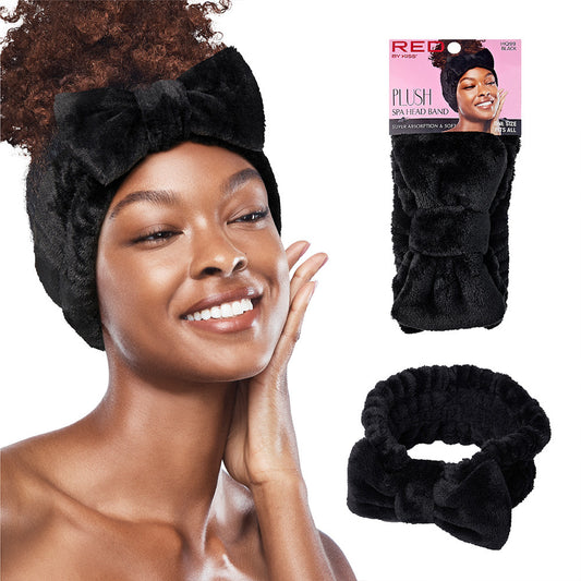 RED Plush Spa Headband (Black)