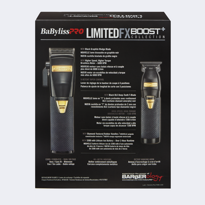 BaBylissPRO LimitedFX Boost+ Collection with Clipper, Trimmer & Charging Base Set - Black