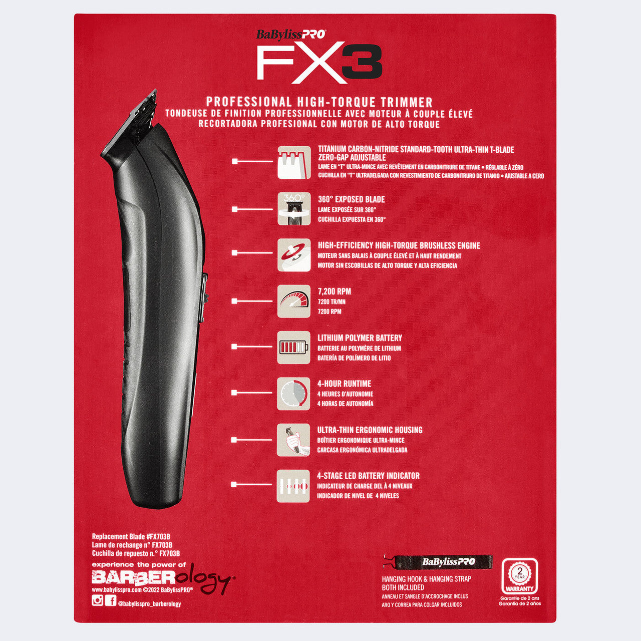 BaByliss PRO FX3 High-Torque Trimmer (Black)