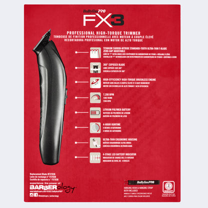 BaByliss PRO FX3 High-Torque Trimmer (Black)