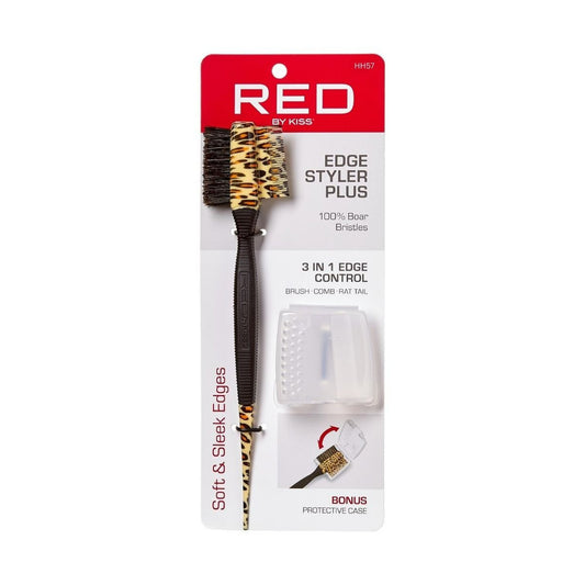 RED 100% Boar Bristles 3 IN 1 Edge Styler Plus with Case