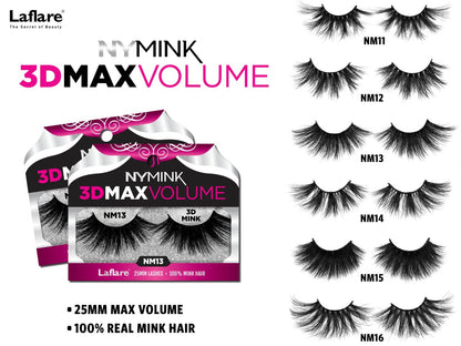 Laflare 100% Mink Hair 3D Max Volume NY Mink Eyelashes 25mm