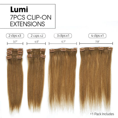 Hair Couture 100% Human Hair Extensions LUMI 7 piece Clip-ins