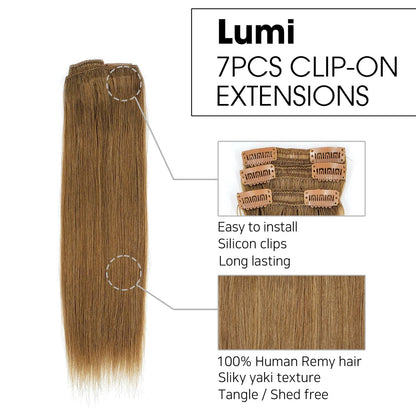 Hair Couture 100% Human Hair Extensions LUMI 7 piece Clip-ins