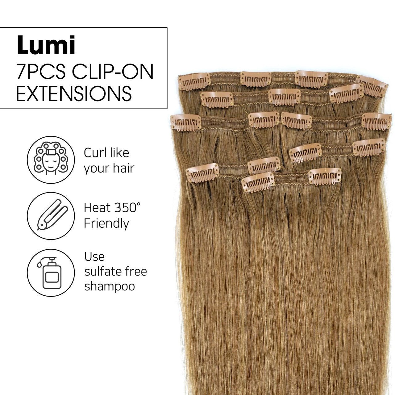 Hair Couture 100% Human Hair Extensions LUMI 7 piece Clip-ins