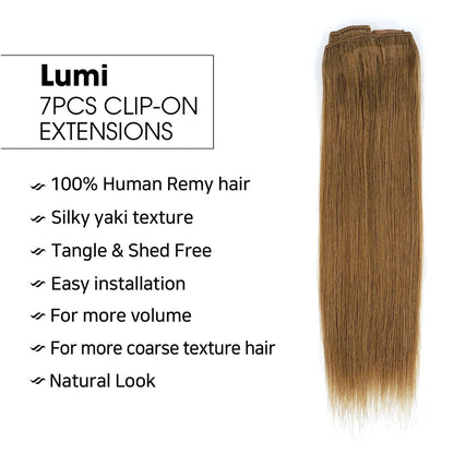 Hair Couture 100% Human Hair Extensions LUMI 7 piece Clip-ins