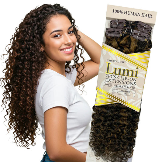 Hair Couture 100% Human Hair Extensions LUMI 7PCS Clip In - Jerry Wave (14" - 18")
