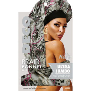Annie Ms. Remi Deco Silky Wide Edge Braid Bonnet  [Ultra Jumbo Leopard Chain Pattern]