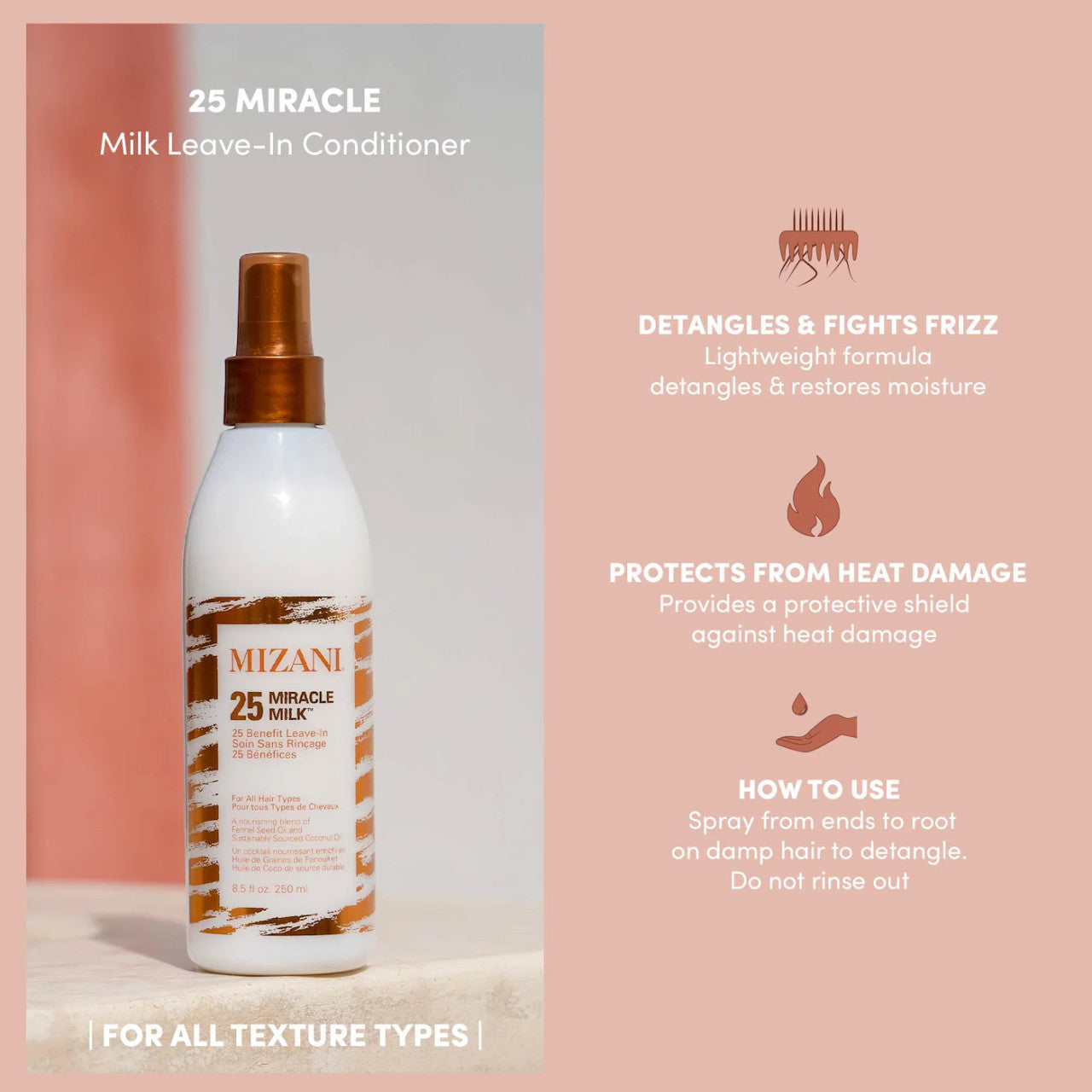 MIZANI 25 Miracle Milk Heat Protectant Leave-In Conditioner (8.5 oz)