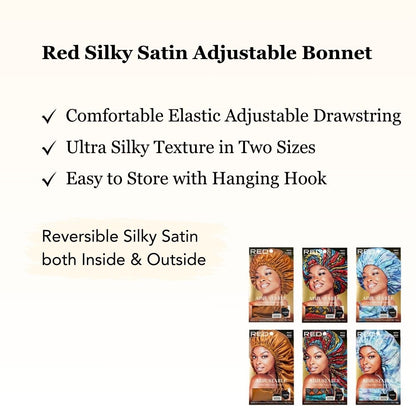 RED Adjustable Ultra Silky Satin Bonnet X-Large