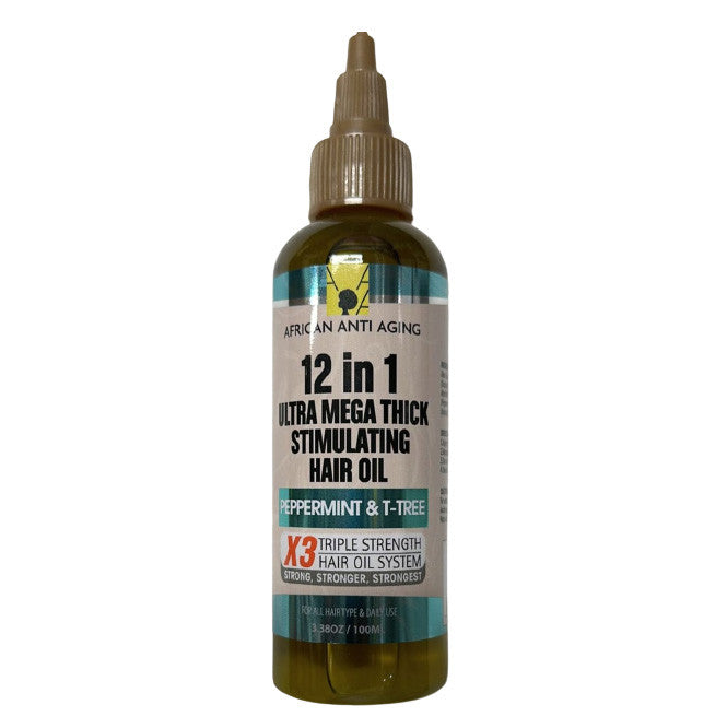 African Anti Aging 12 in 1 Ultra Mega Thick Stimulating Hair Oil (3.38 oz)