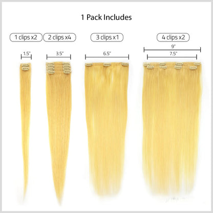 Hair Couture 100% Human Hair Extensions Pure 9 piece Clip-ins  - STRAIGHT 18" - 24"