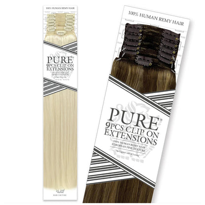 Hair Couture 100% Human Hair Extensions Pure 9 piece Clip-ins  - STRAIGHT 18" - 24"