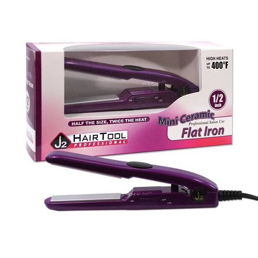 J2 Hair Tool Mini Ceramic 1/2" Straightening Flat Iron