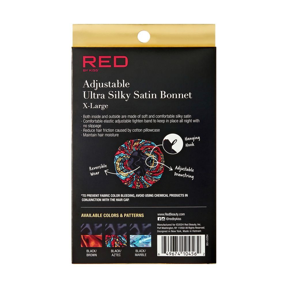 RED Adjustable Ultra Silky Satin Bonnet X-Large