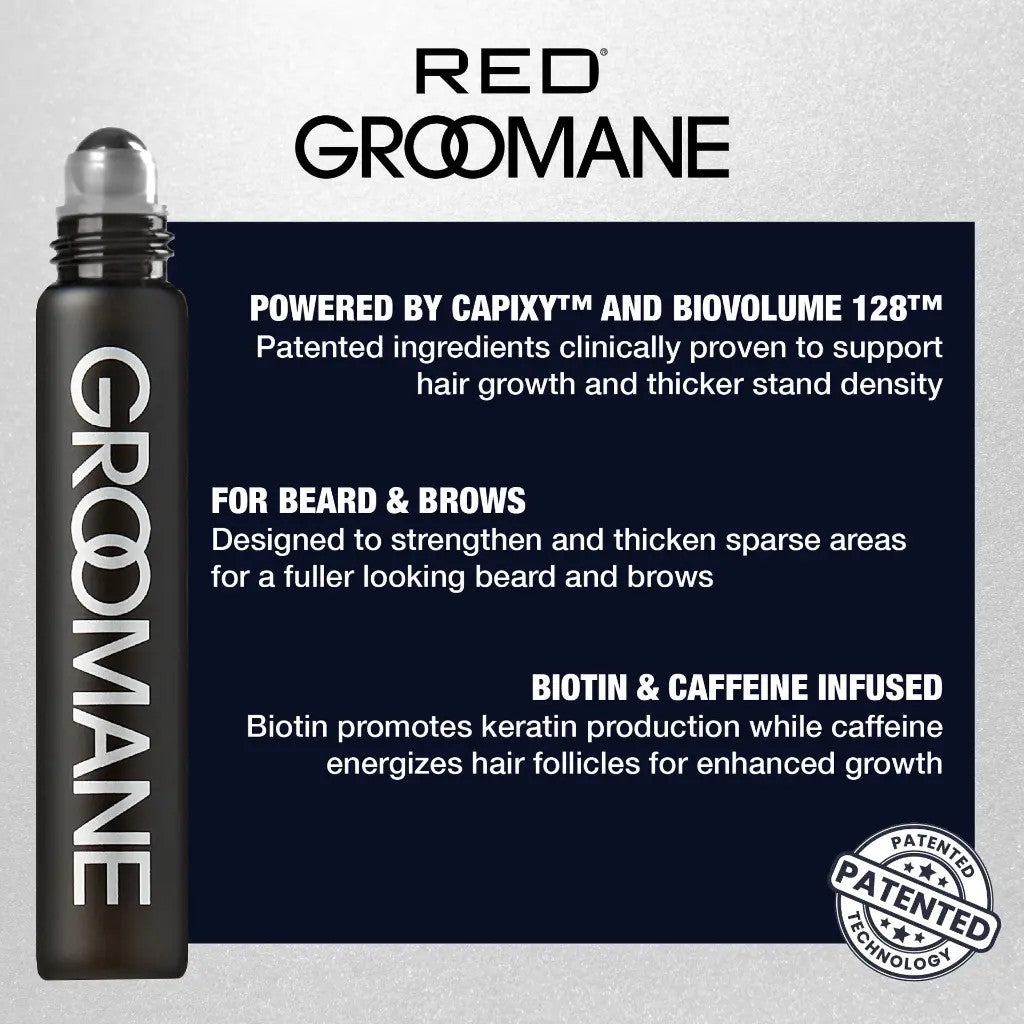 RED Groomane Roll-On Beard Growth Serum