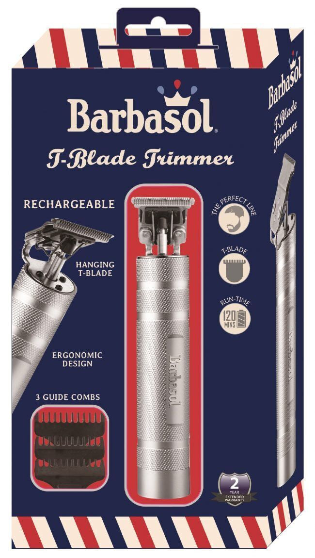BARBASOL Classic Stainless-Steel Rechargeable Zero-Gapped T-Blade Trimmer