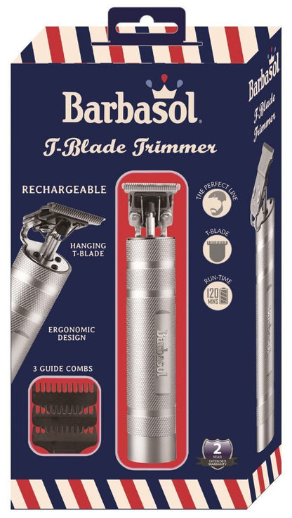 BARBASOL Classic Stainless-Steel Rechargeable Zero-Gapped T-Blade Trimmer