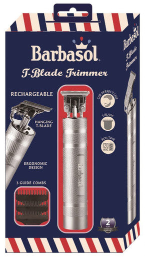 BARBASOL Classic Stainless-Steel Rechargeable Zero-Gapped T-Blade Trimmer