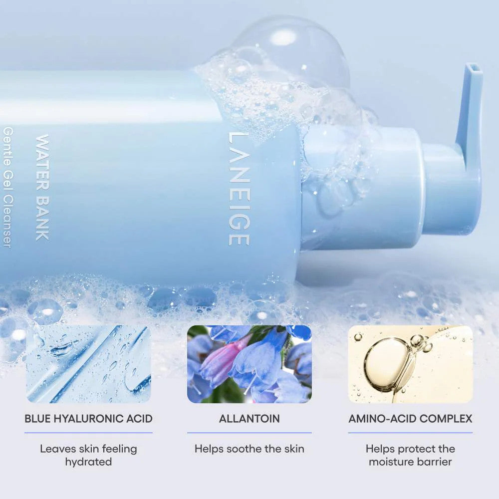 LANEIGE Mini Water Bank Gentle Gel Cleanser with Hyaluronic Acid (2.7oz)