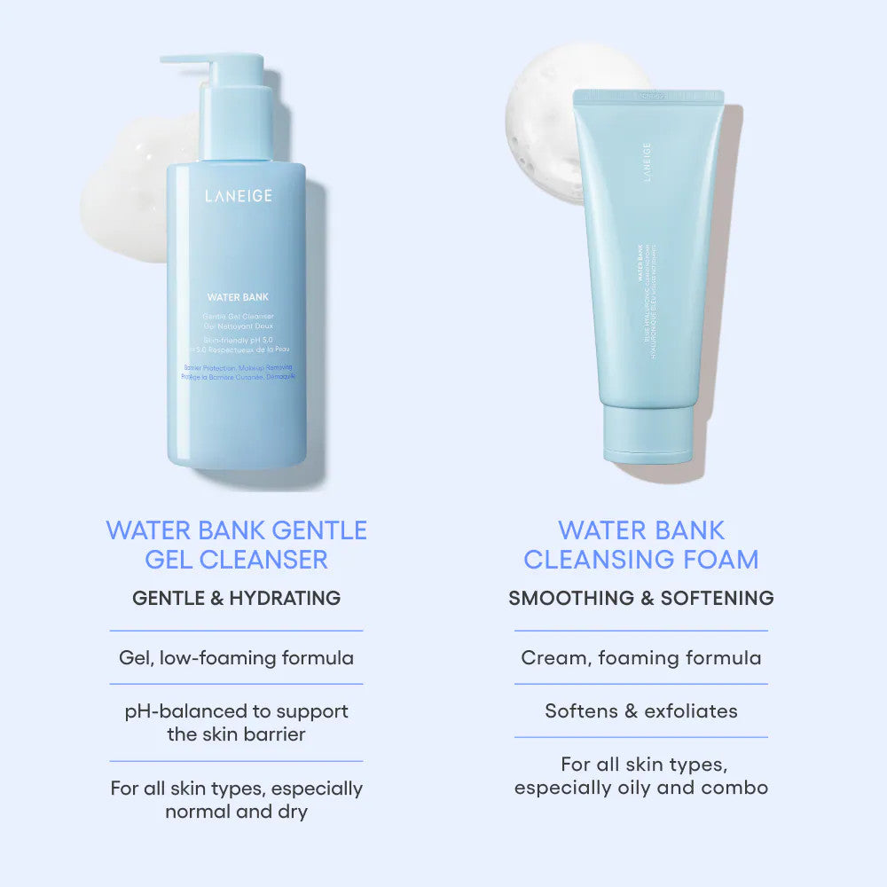 LANEIGE Mini Water Bank Gentle Gel Cleanser with Hyaluronic Acid (2.7oz)