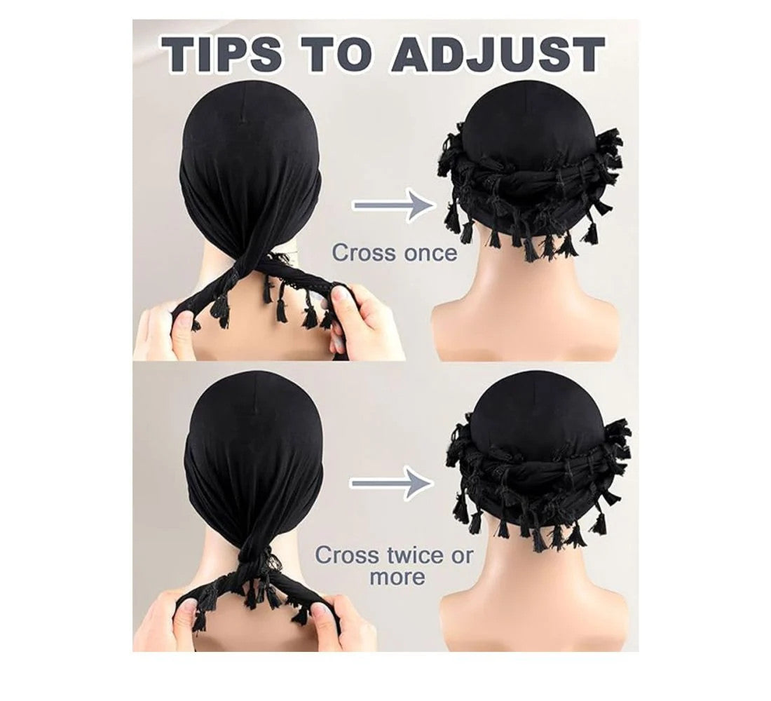 Black Ice Professional Pre-Tied Turban Tassel