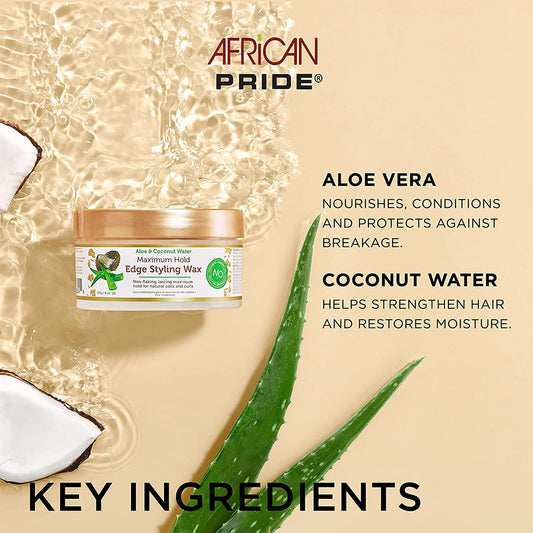 African Pride Moisture Miracle Aloe & Coconut Water Maximum Hold Edge Styling Wax