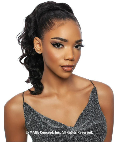 MANE CONCEPT Pristine 100% Human Hair - LOOSE DEEP DRAWSTRING PONYTAIL 16"